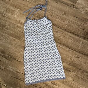 Abercrombie & Fitch shades of blue Geometric Patterned knit Dress med